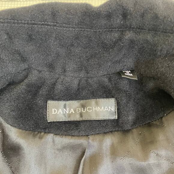 Dana Buchman Sz 6-8 Vtg Angora-Wool Blend Classic Double Breasted Peacoat Black - Picture 10 of 16